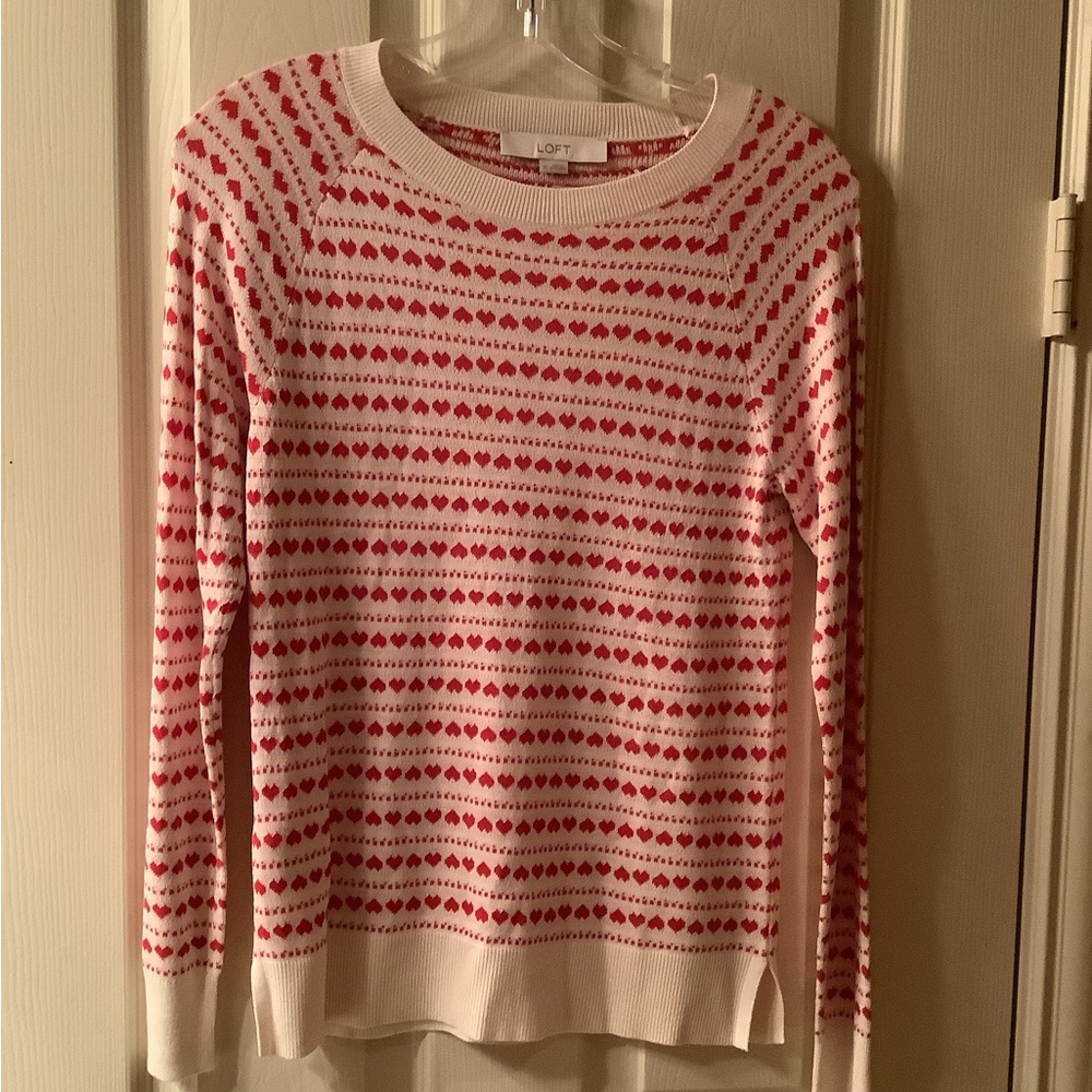 NWT heart print LOFT sweater